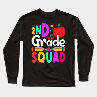 2nd Grade Squad Teachers Boys Girls Funny Back To School Long Sleeve T-Shirt